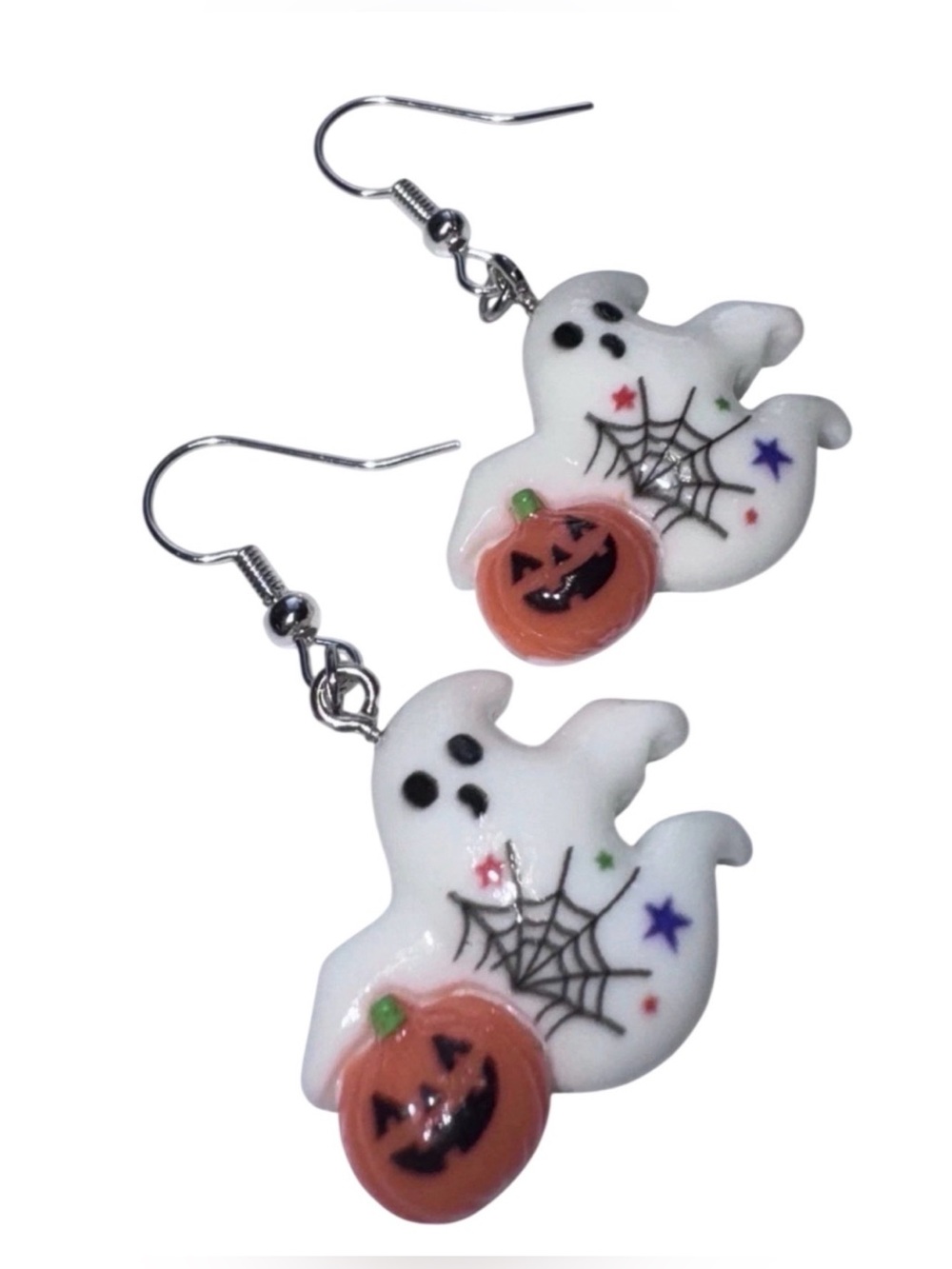 Ghost Pumpkin Halloween Spooky Handmade Dangle/Fishhook Earrings